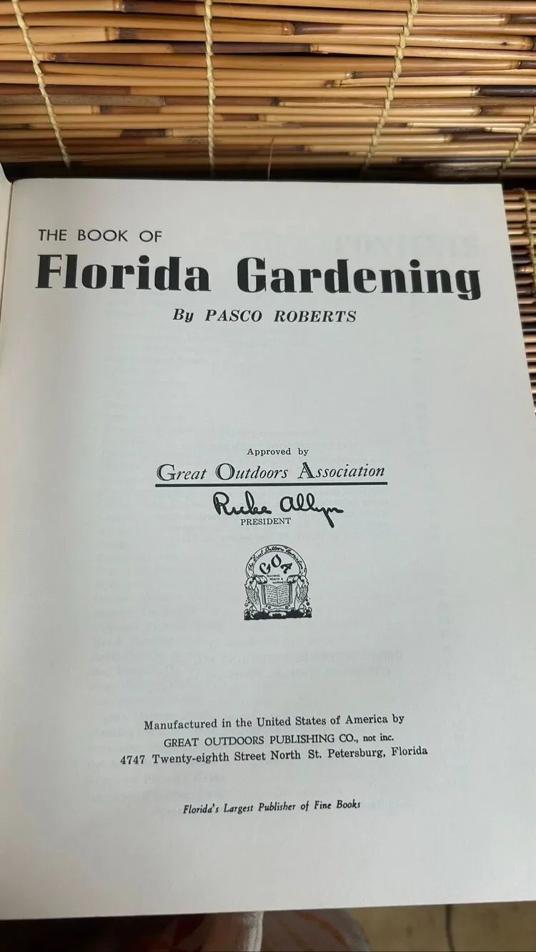 Vintage The Book Of Florida Gardening By Pasco Roberts 1962 Paperback Great Outd